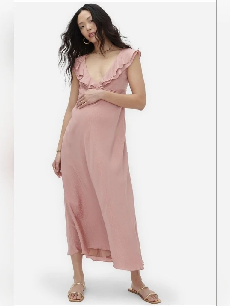 Hatch Pink Ruffle Maternity Maxi Dress Size 0